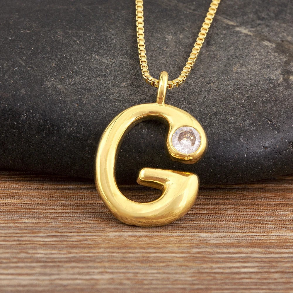 Crystal Bubble Initial Necklace