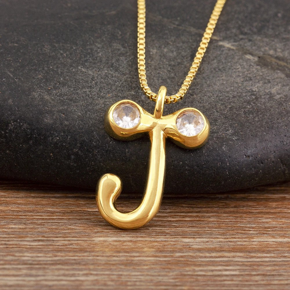 Crystal Bubble Initial Necklace