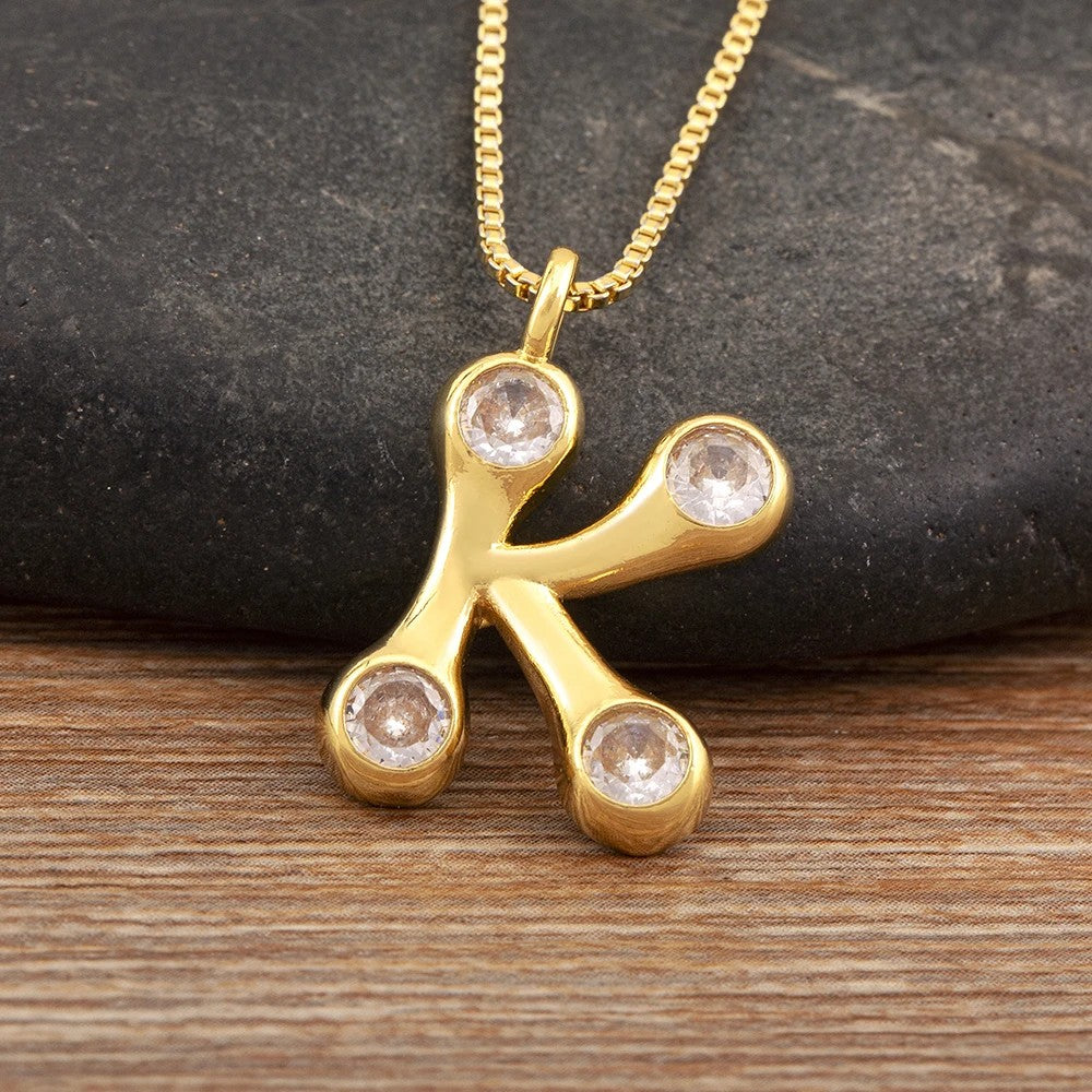 Crystal Bubble Initial Necklace