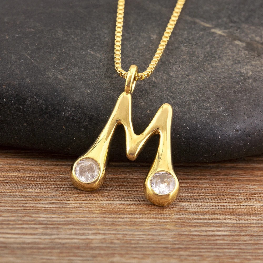 Crystal Bubble Initial Necklace