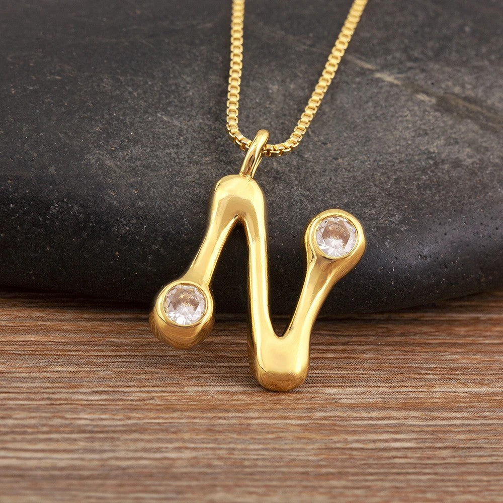 Crystal Bubble Initial Necklace