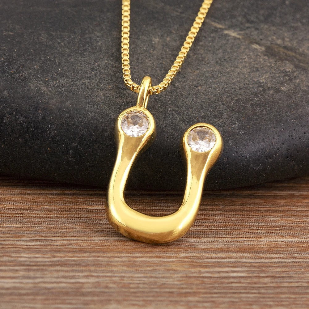 Crystal Bubble Initial Necklace