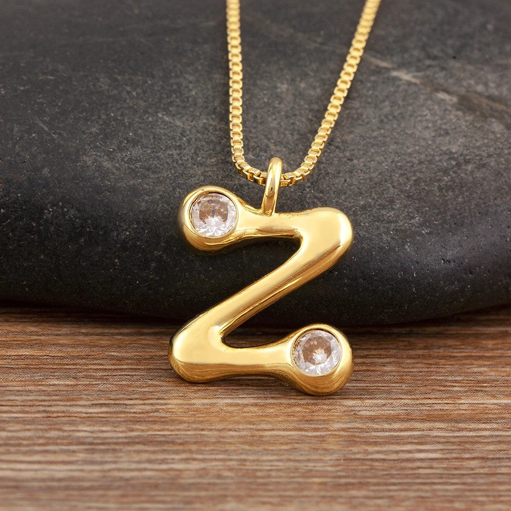 Crystal Bubble Initial Necklace