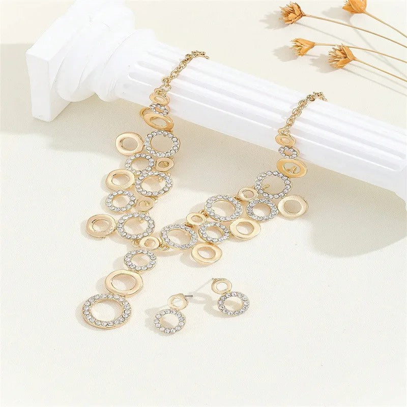 Crystal Circle Necklace & Earring Set