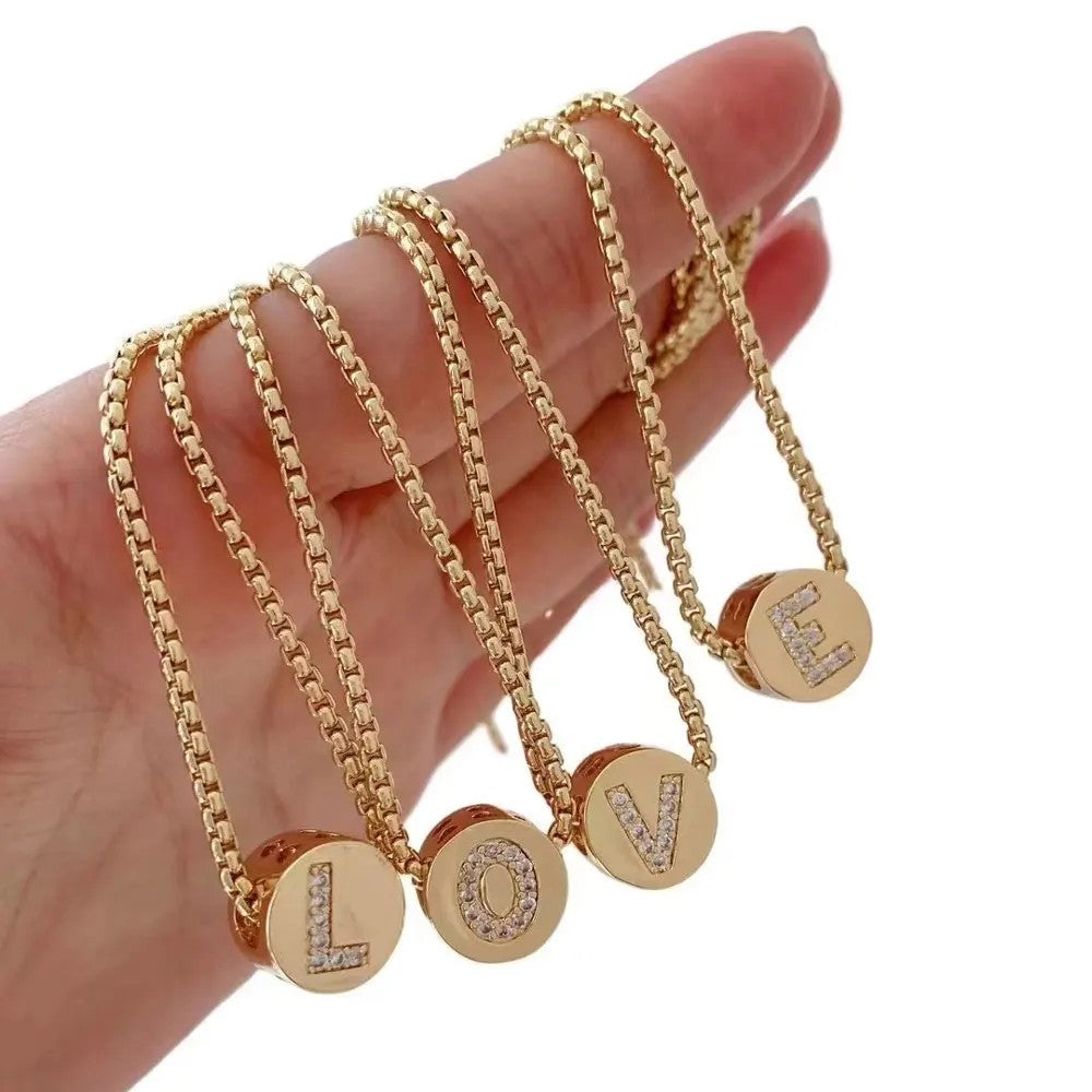 Crystal Initial Love Necklace