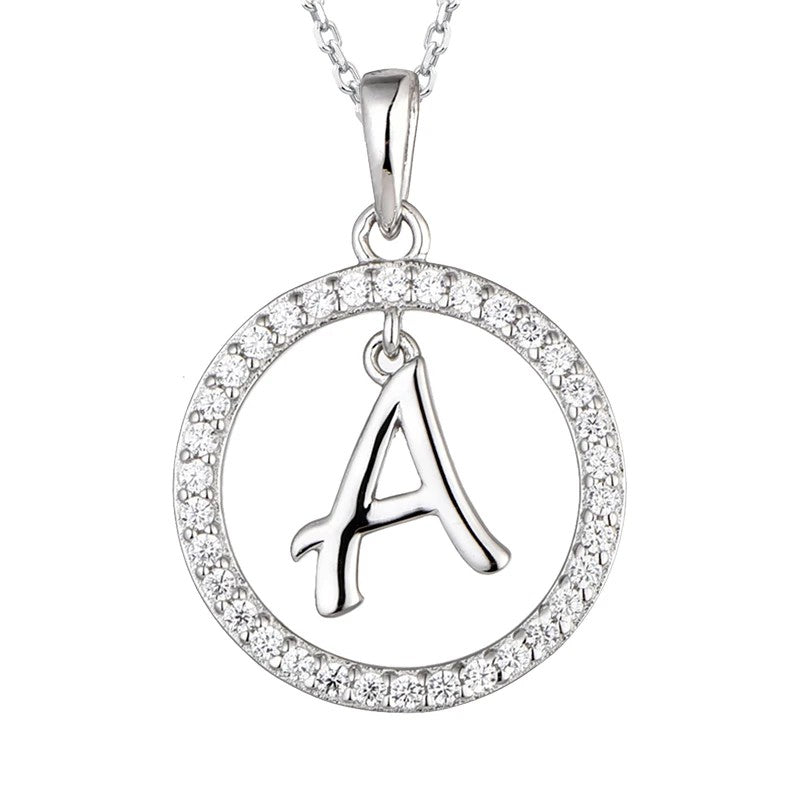 Crystal Initial Hoop Necklace