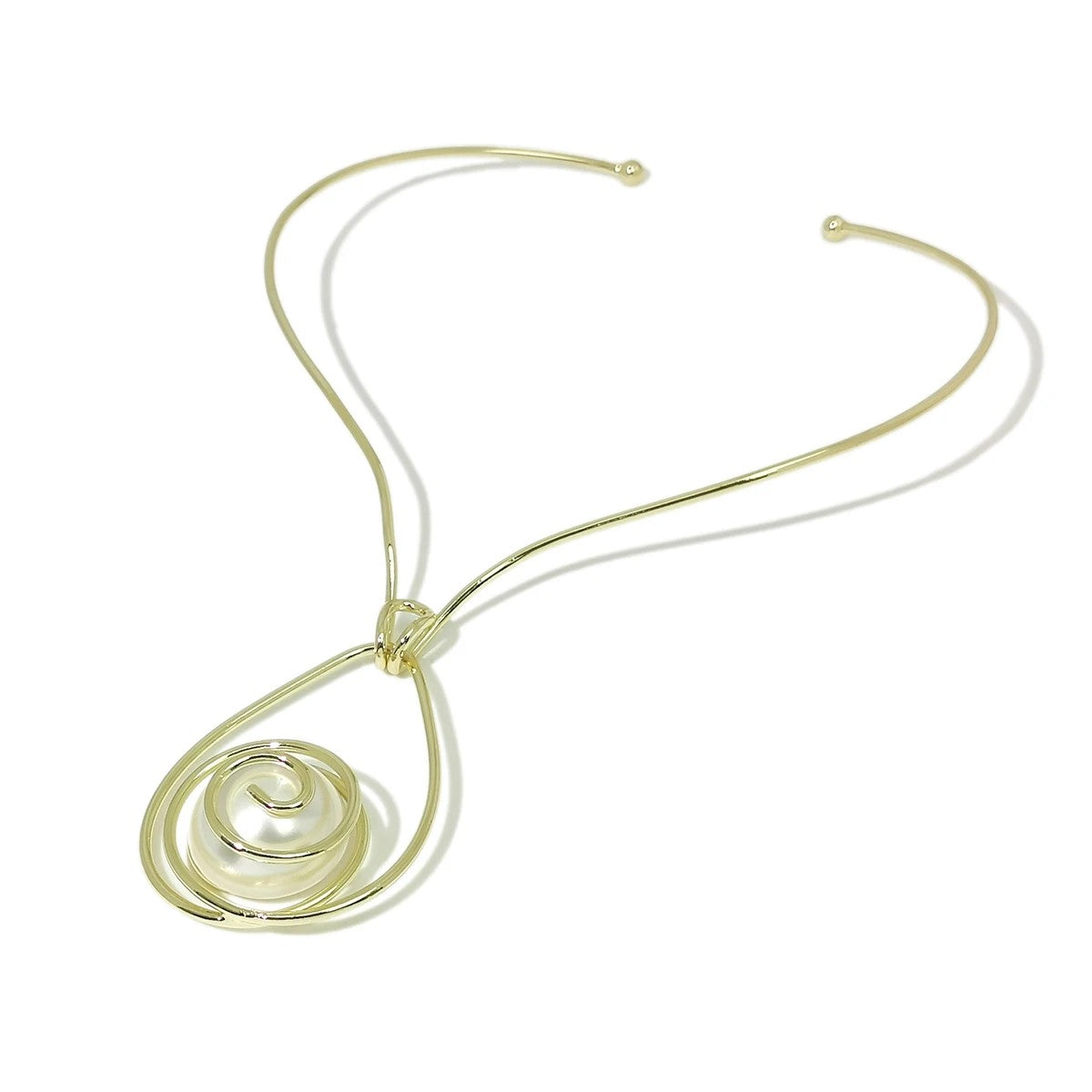 Spiral Pearl Teardrop Necklace