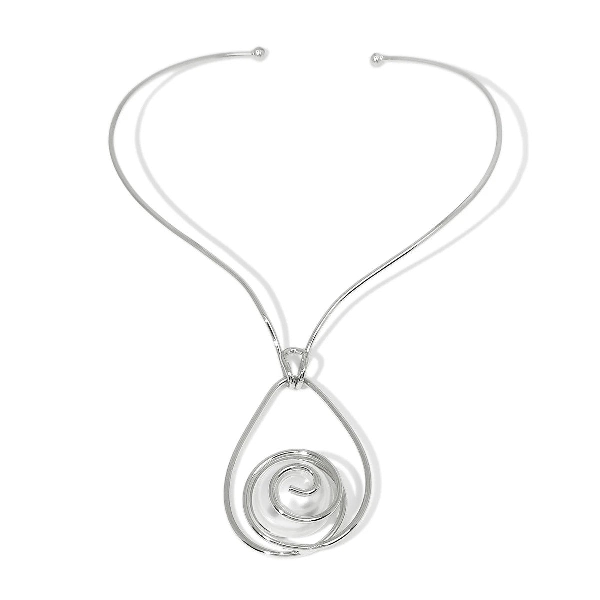 Spiral Pearl Teardrop Necklace