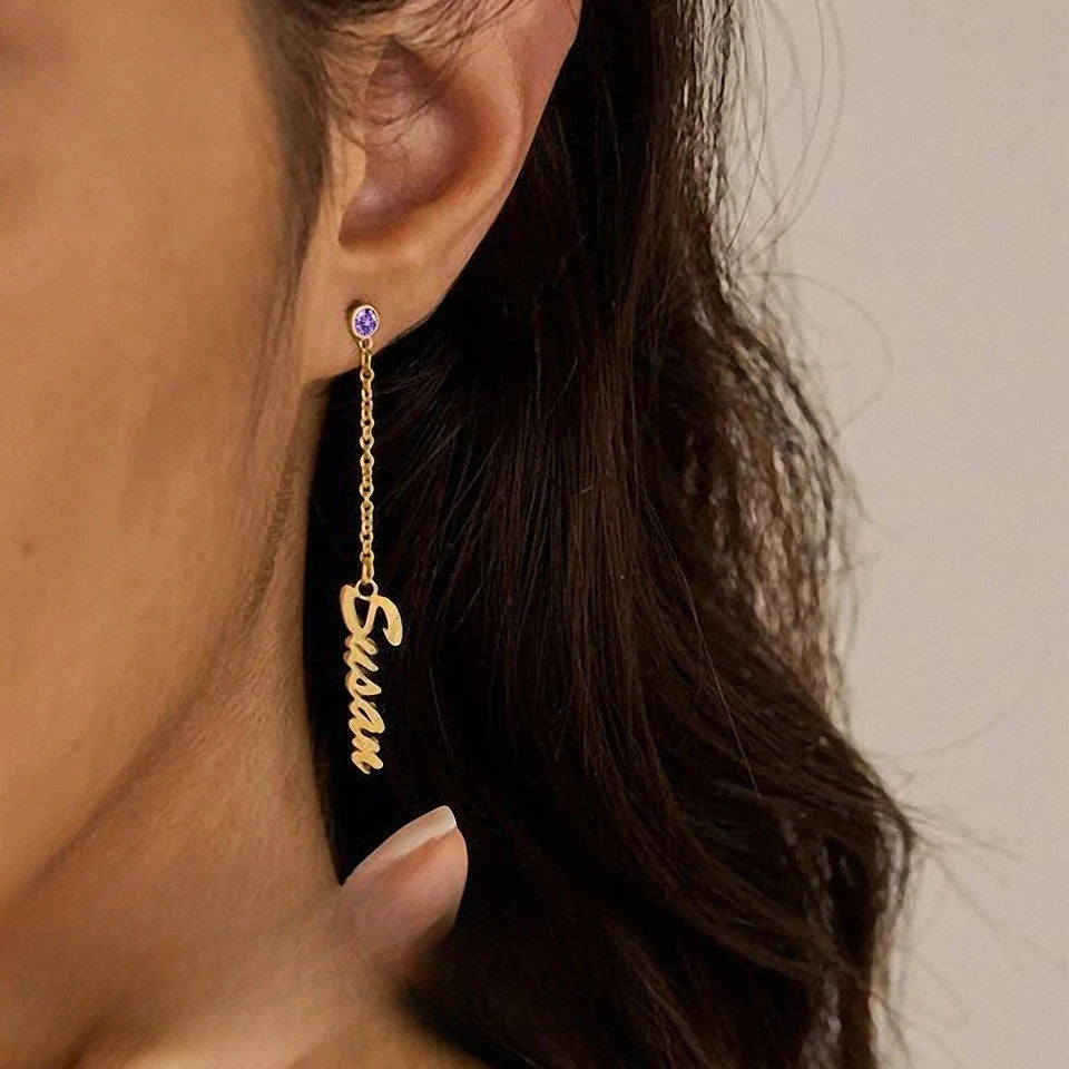 Smiley Script Drop Earrings