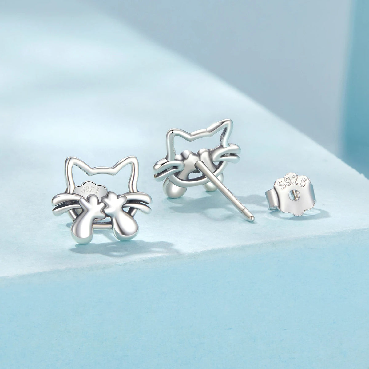Hollow Cat Silhouette Stud Earrings