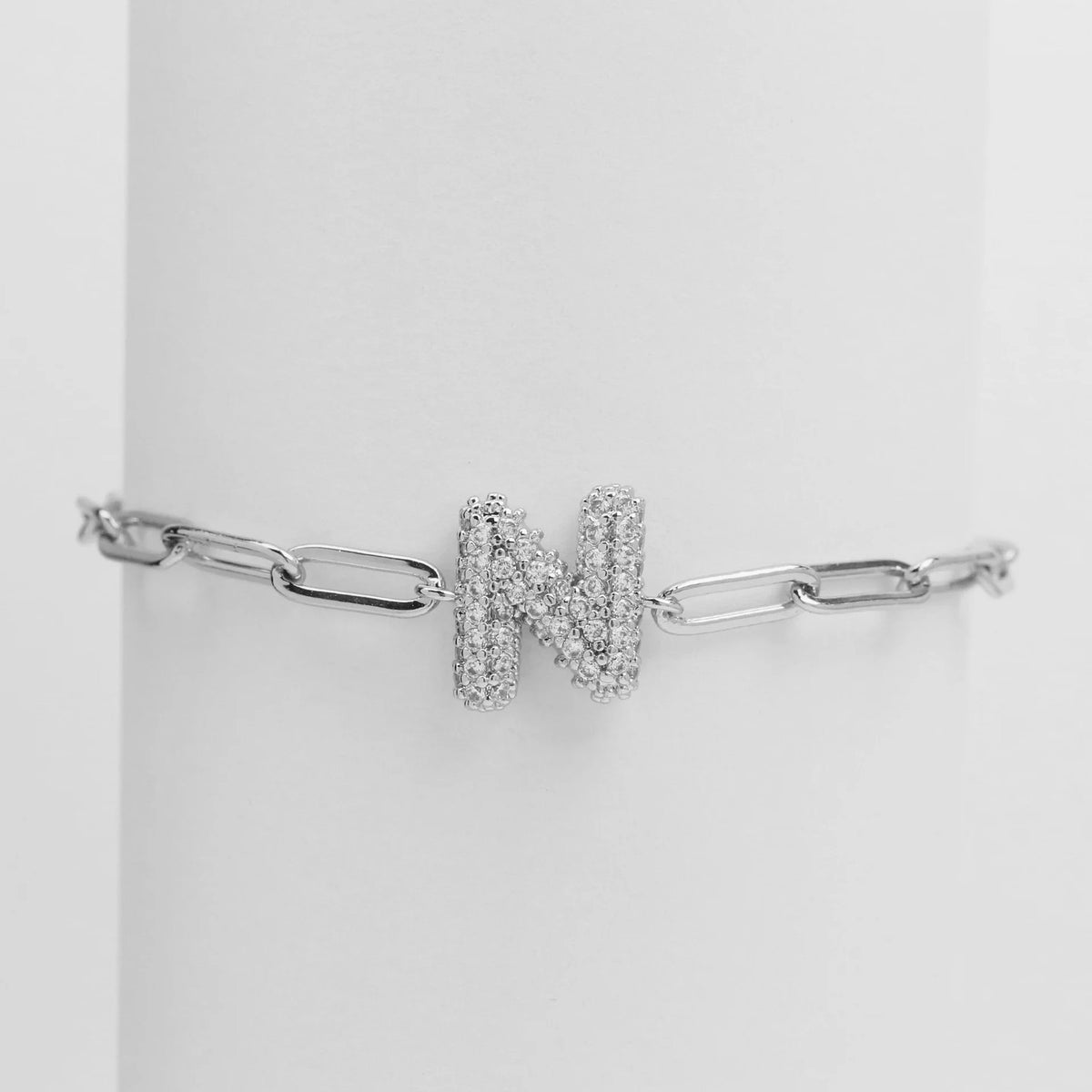 Crystal Initial Link Bracelet