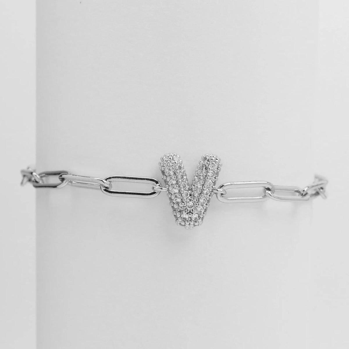 Crystal Initial Link Bracelet