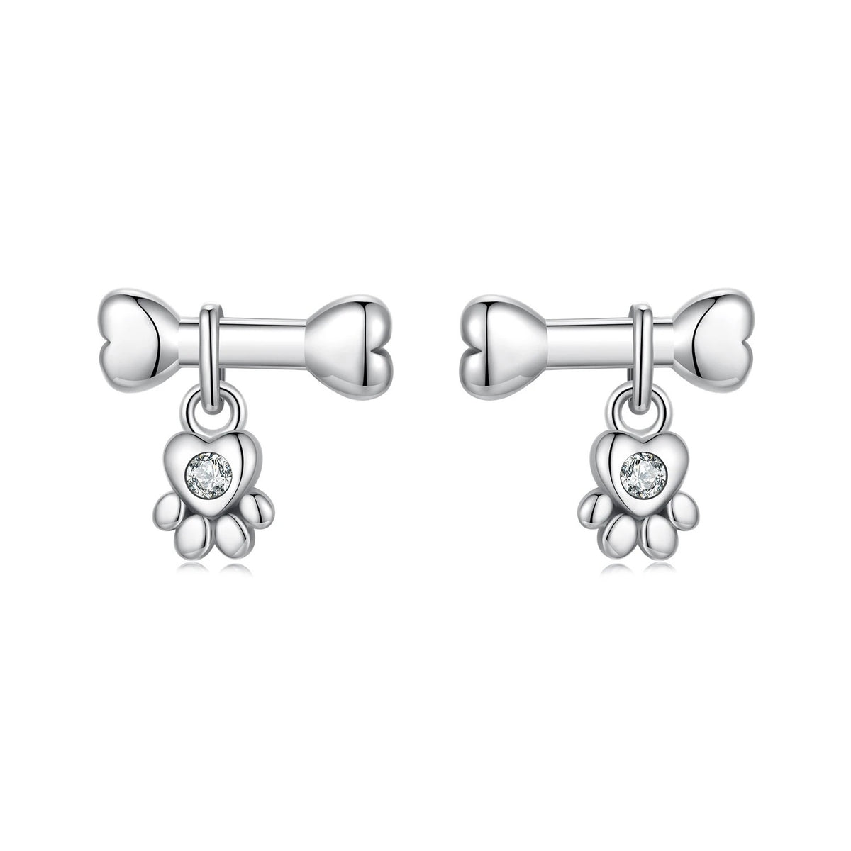 Fish Bone & Paw Stud Earrings