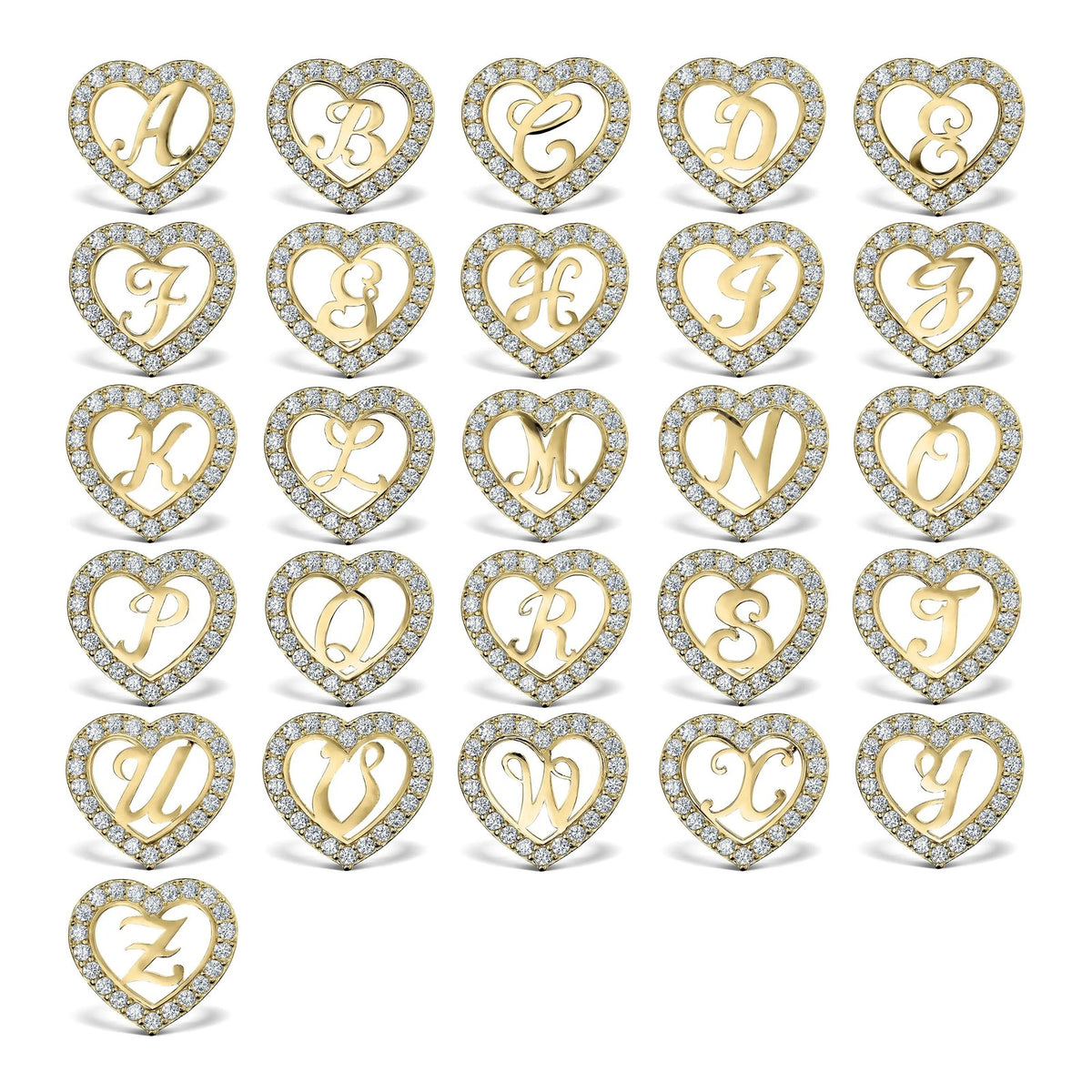Cursive Initial Heart Stud Earrings