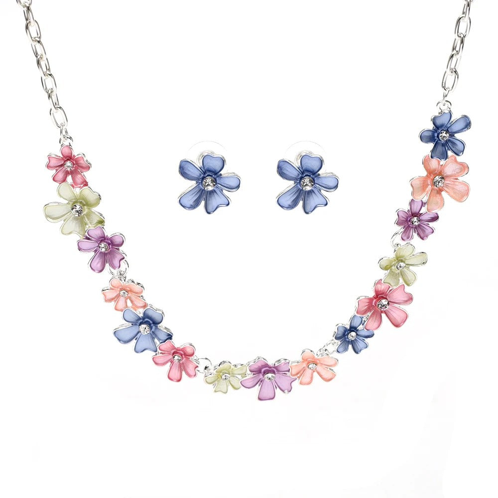 Colorful Enamel Statement Necklace & Earring Set