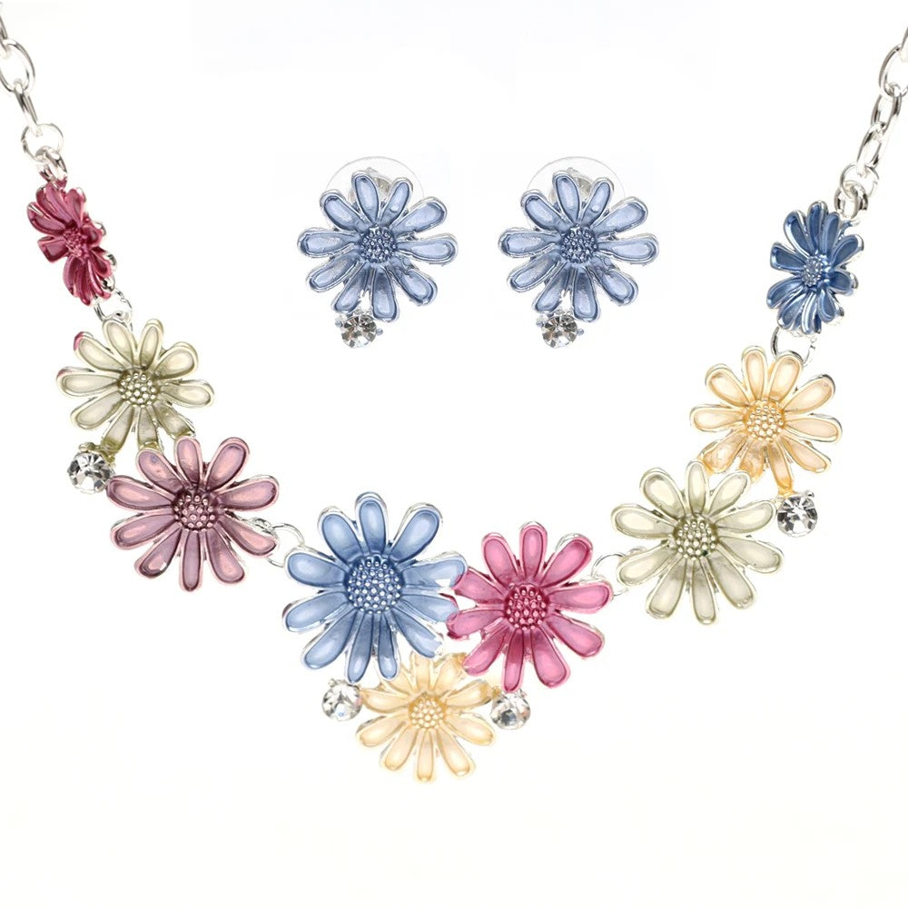 Colorful Enamel Statement Necklace & Earring Set