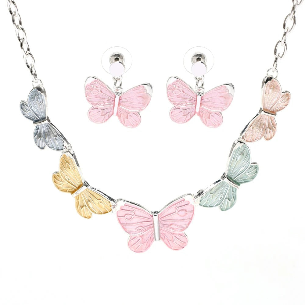 Colorful Enamel Statement Necklace & Earring Set