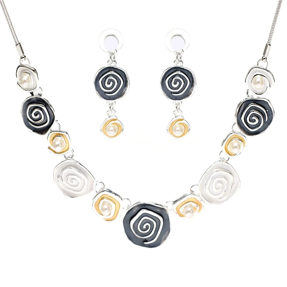 Colorful Enamel Statement Necklace & Earring Set