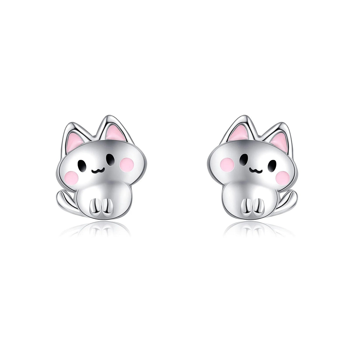 Blush Cheek Cat Stud Earrings