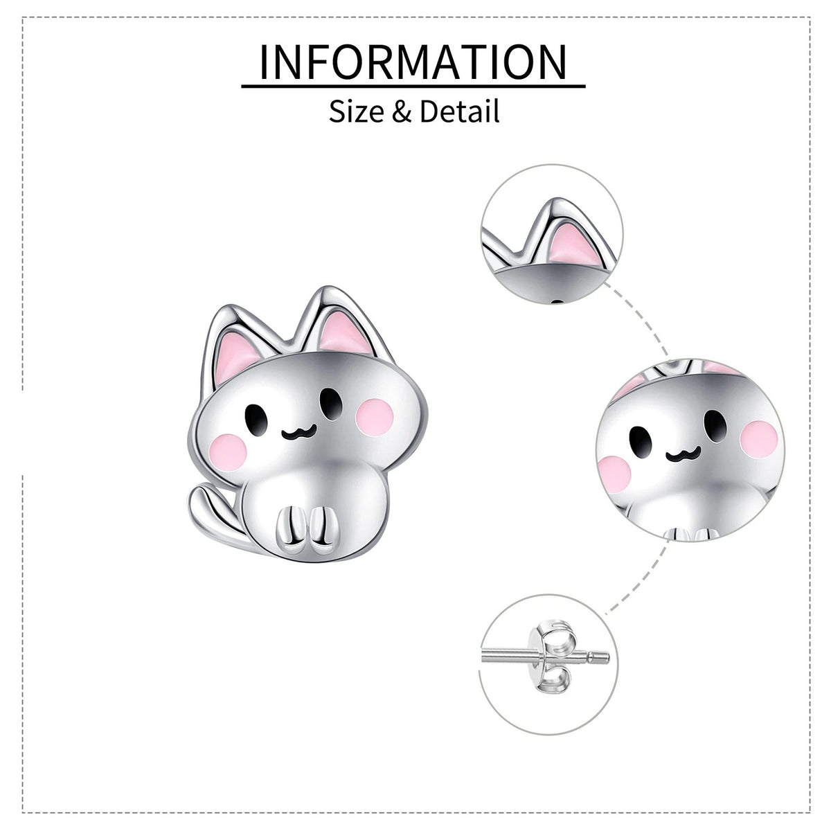 Blush Cheek Cat Stud Earrings