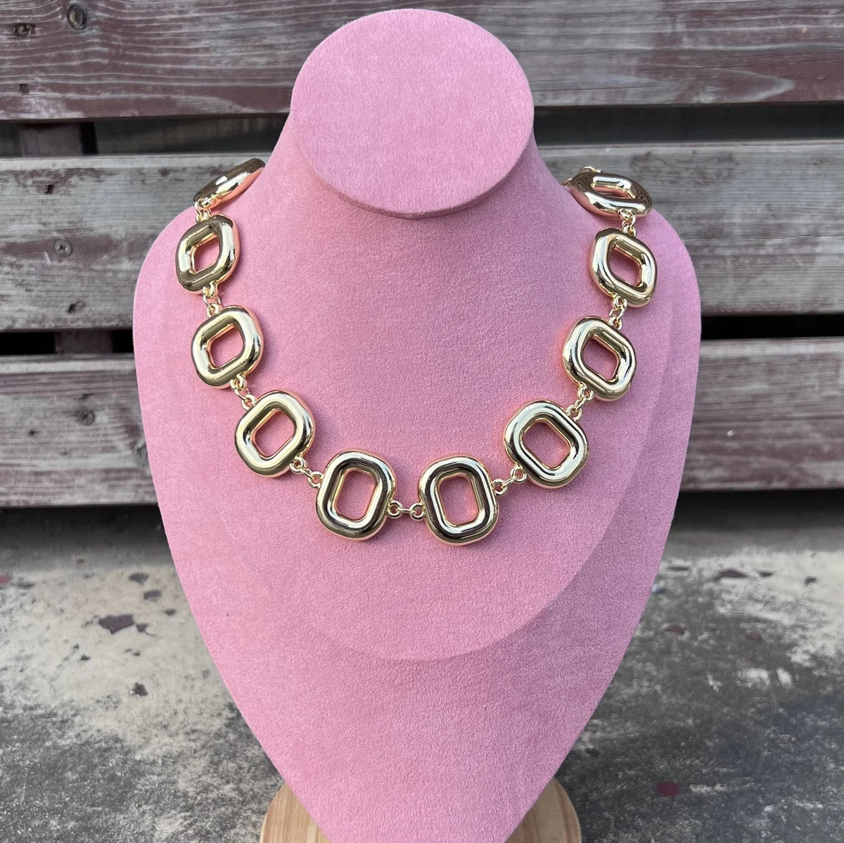 Two-Tone Rectangular Link Necklace