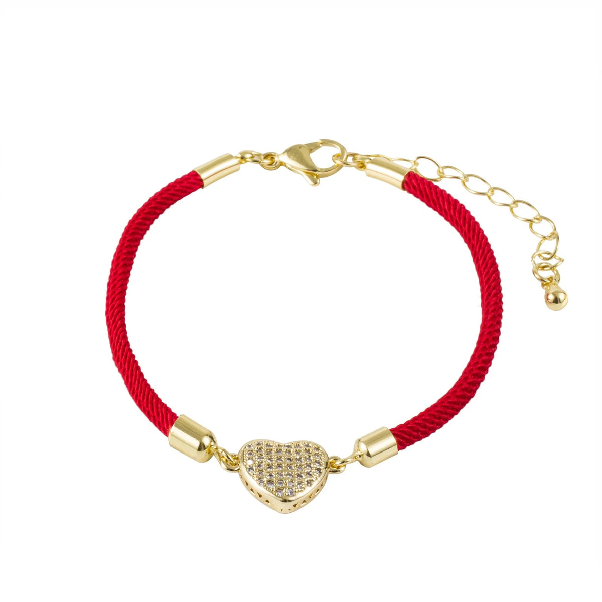 Pave Heart Rope Bracelet