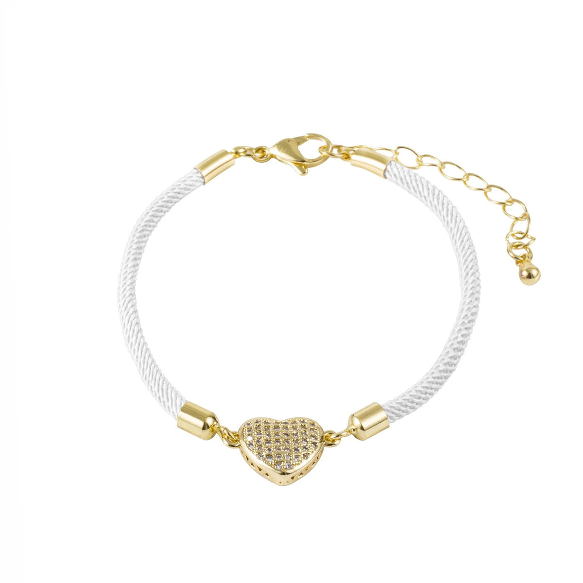 Pave Heart Rope Bracelet