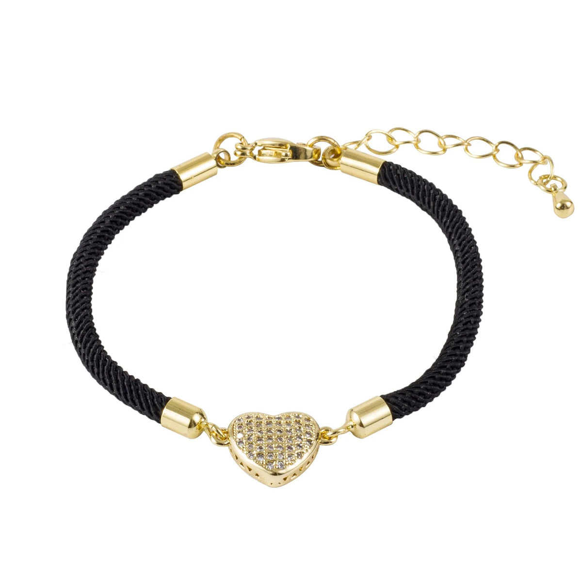 Pave Heart Rope Bracelet