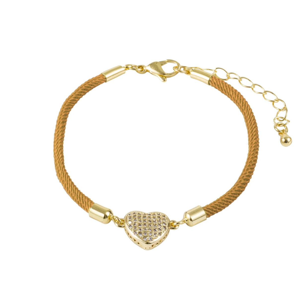 Pave Heart Rope Bracelet