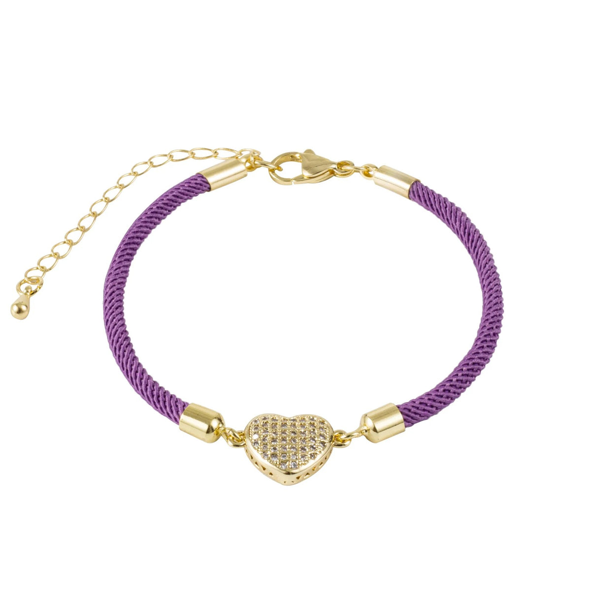 Pave Heart Rope Bracelet