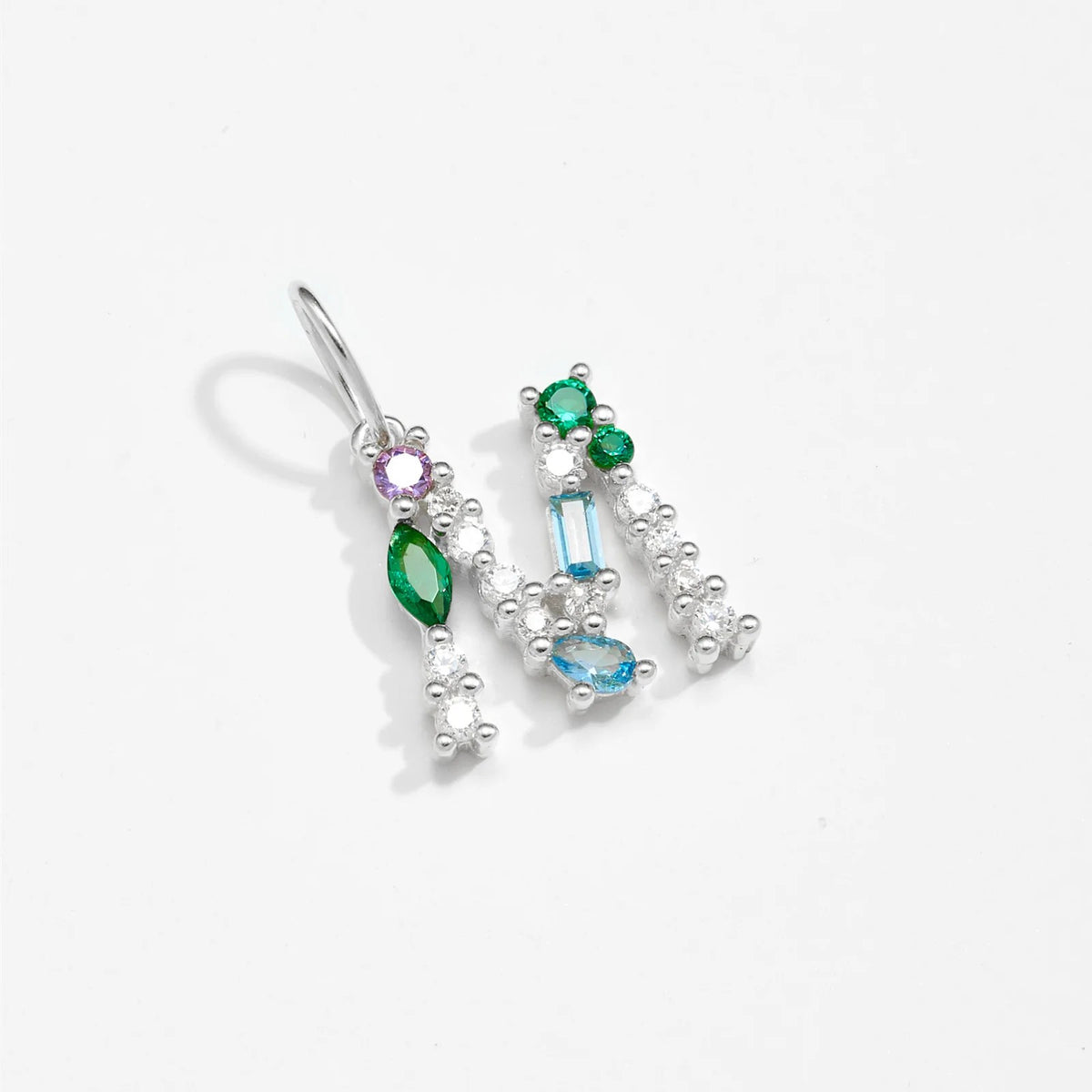 Multicolor Crystal Initial Drop Earrings