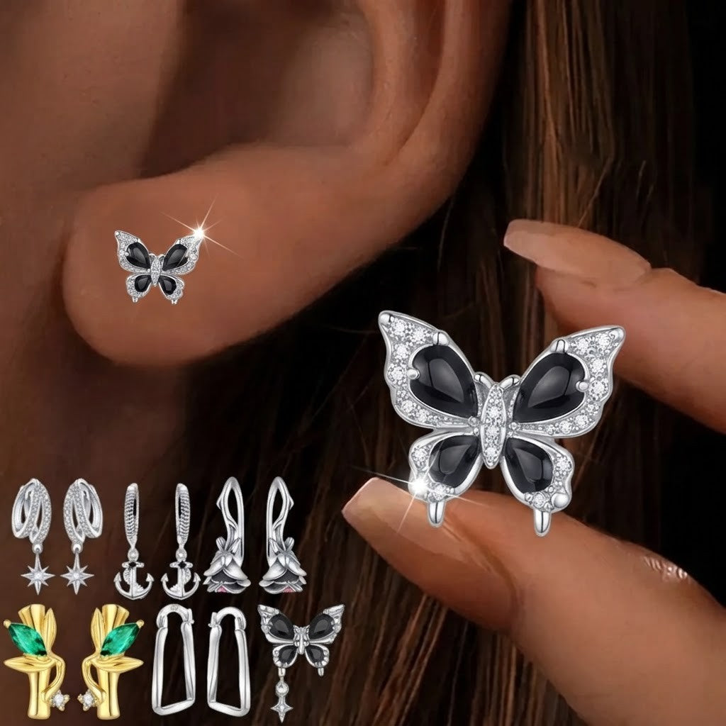 Assorted Charm Hoop Earrings Set