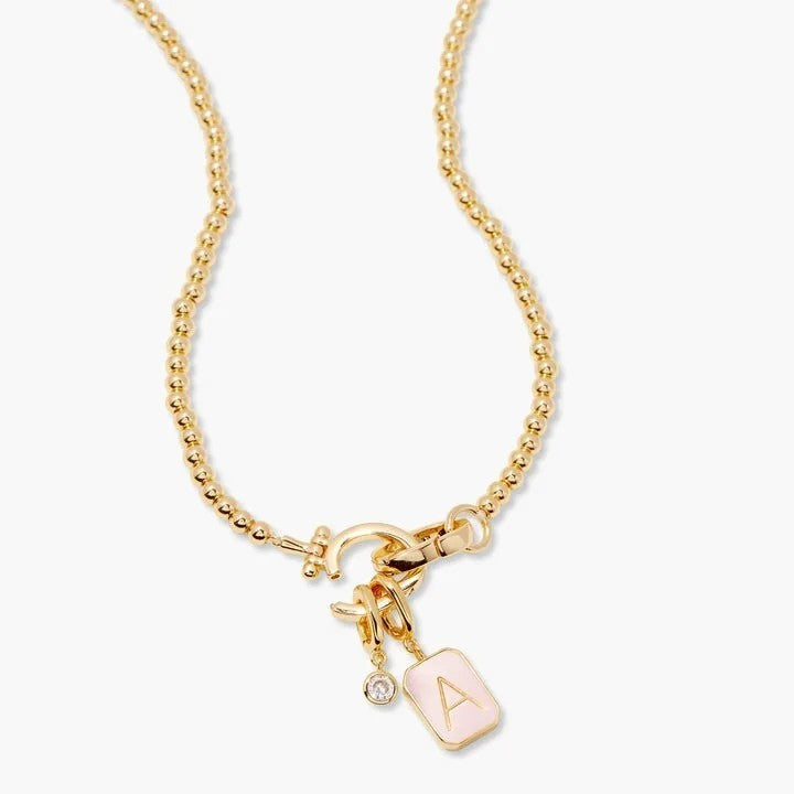 Pink Initial Charm Necklace