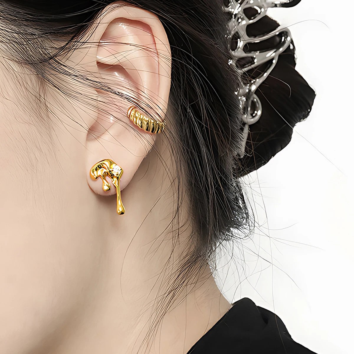Molten Heart Zircon Stud Earrings