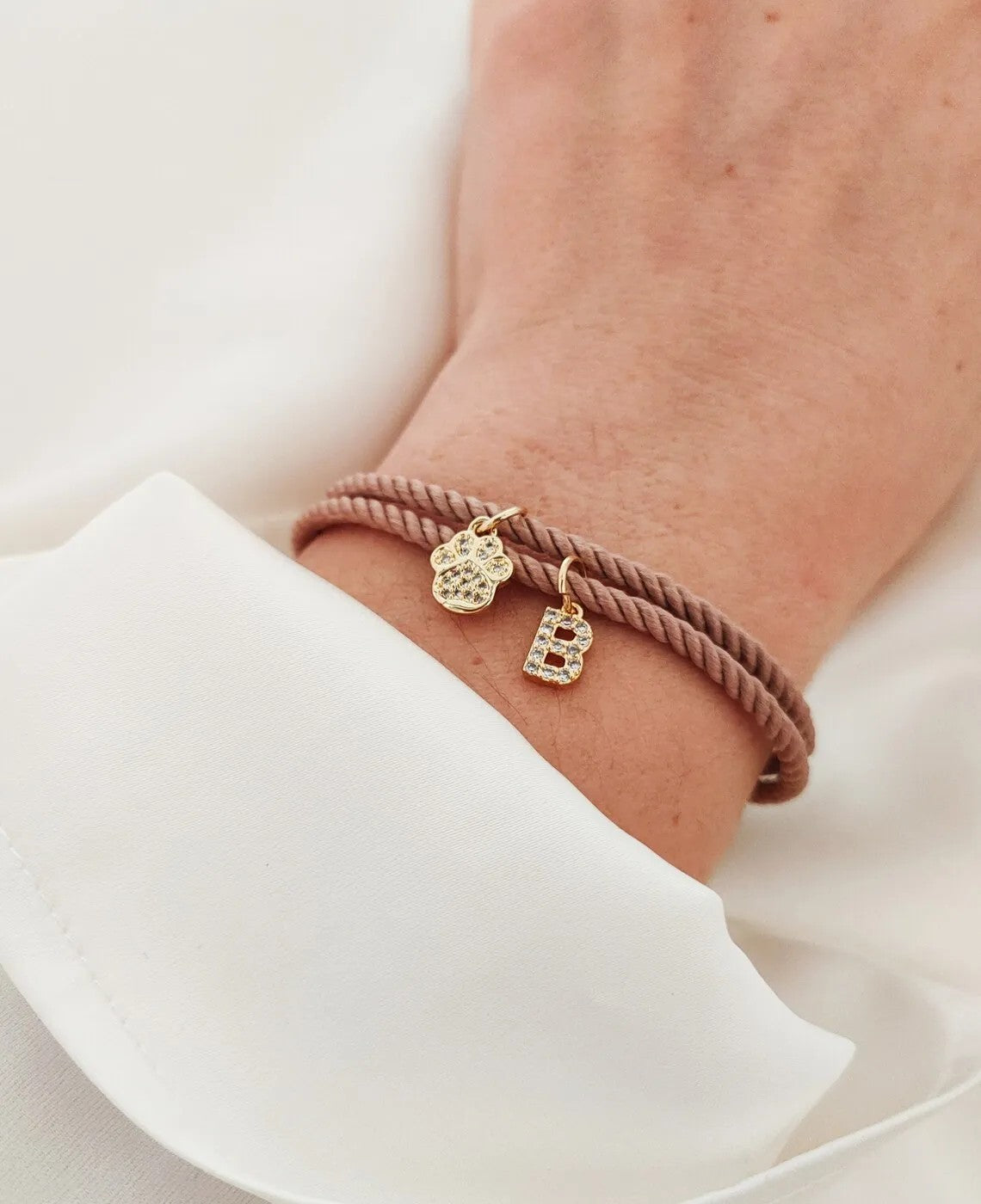 Paw & Initial Charm Bracelet