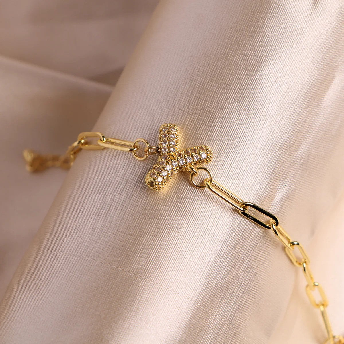 Crystal Initial Paperclip Bracelet