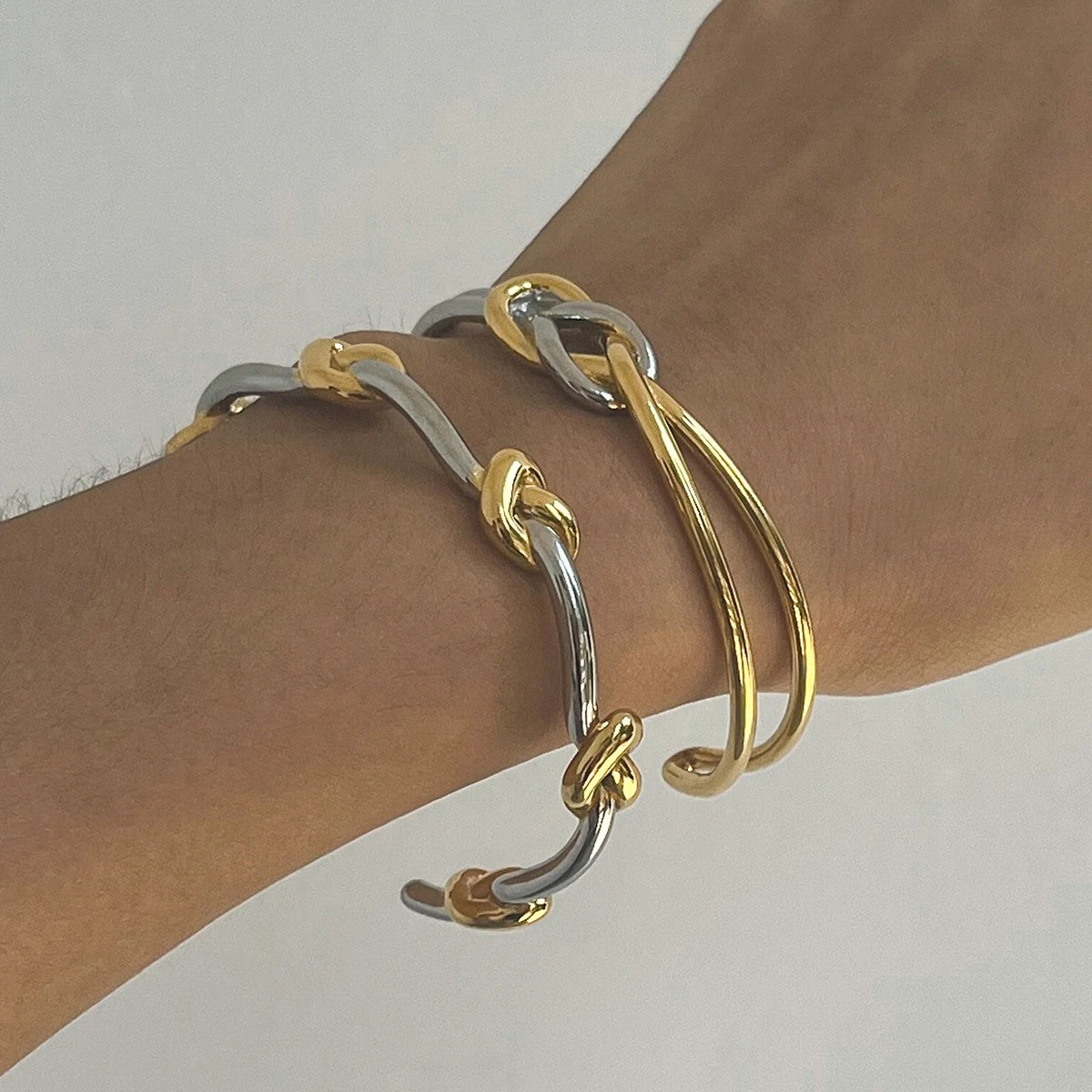 Two Tone Knot Cuff Bracelet