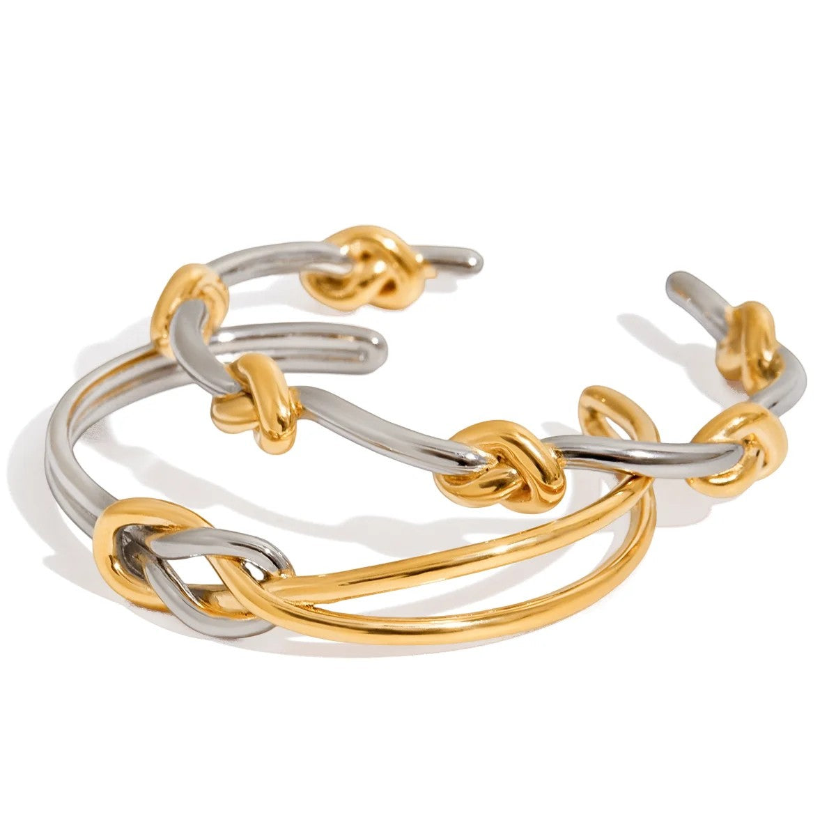 Two Tone Knot Cuff Bracelet