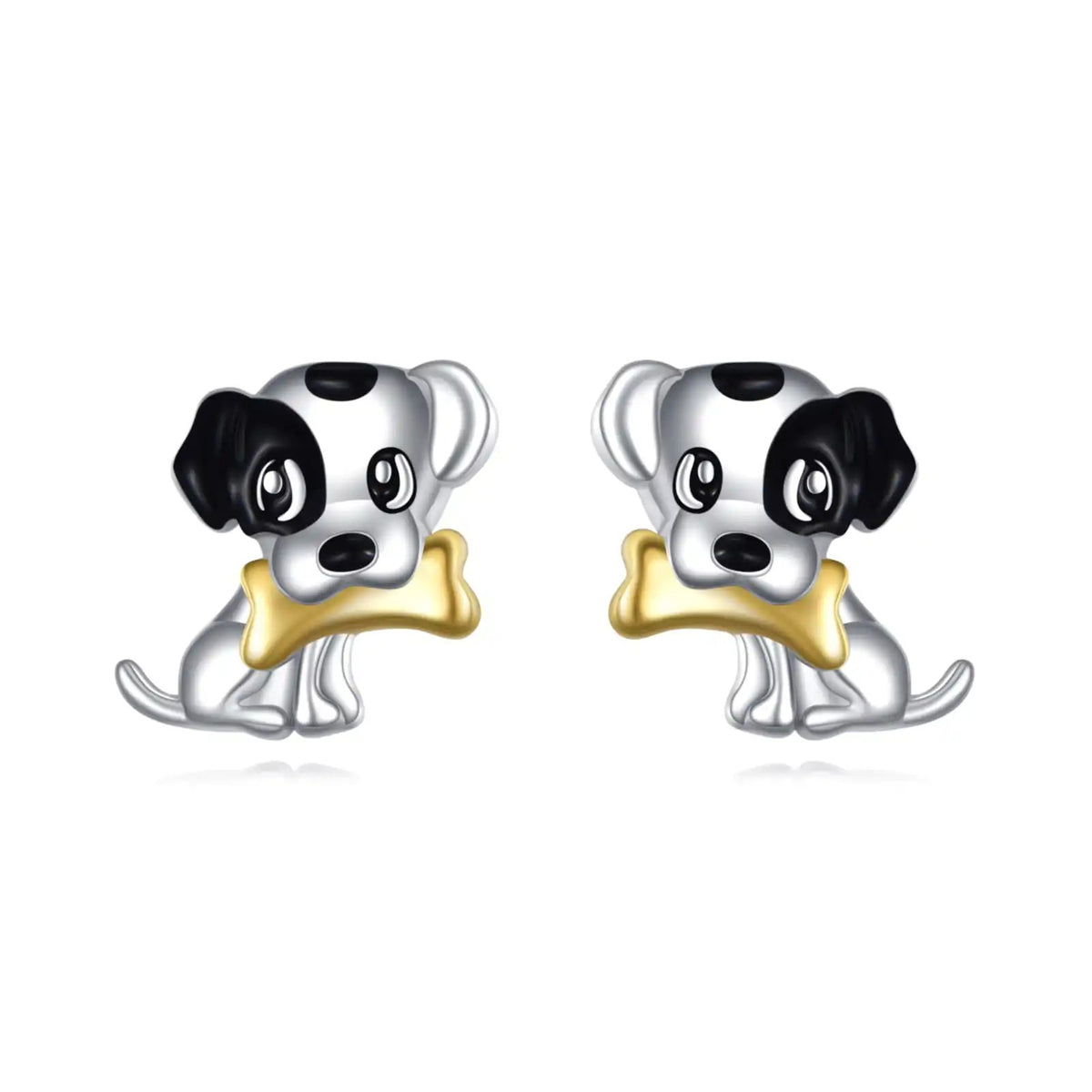 Black and White Puppy Stud Earrings