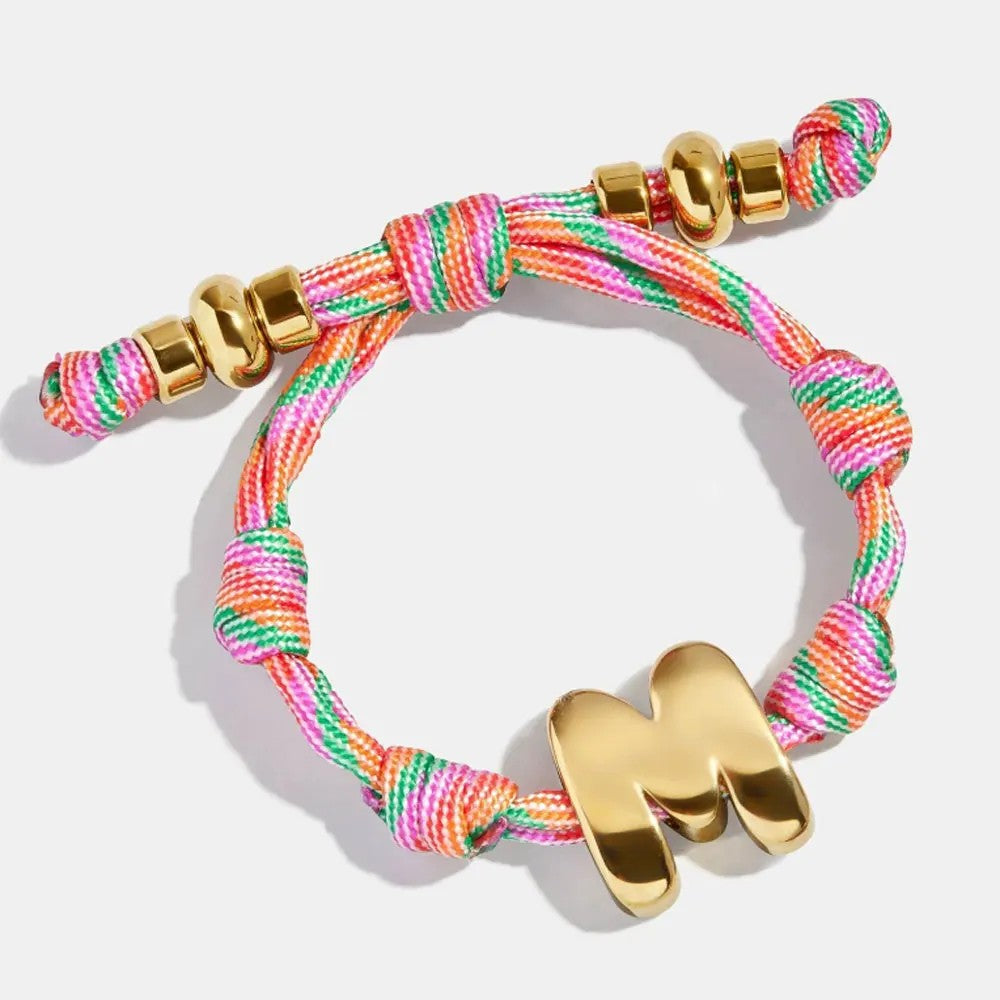 Red Rope Initial Knot Bracelet