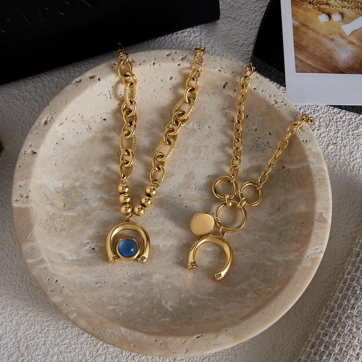 Blue Horseshoe Charm Bracelet