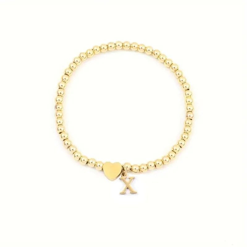 Heart & Initial Bead Bracelet