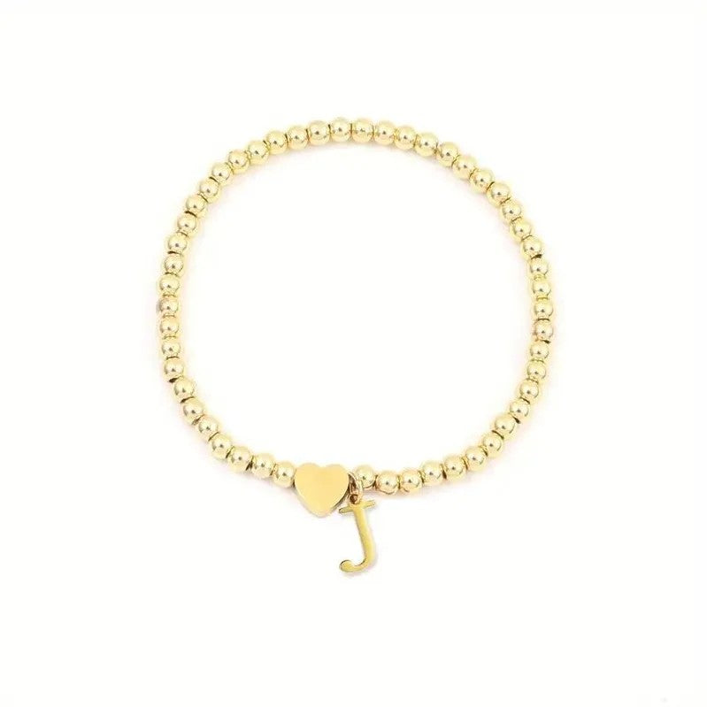 Heart & Initial Bead Bracelet