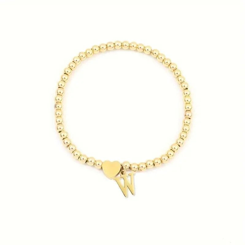 Heart & Initial Bead Bracelet