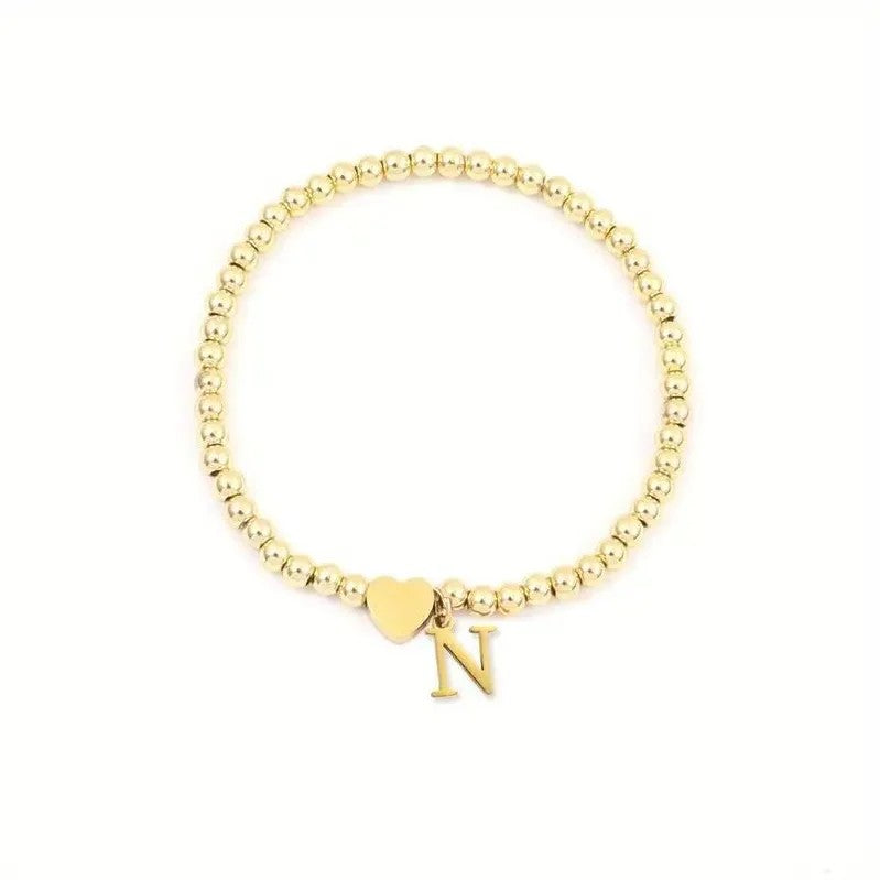 Heart & Initial Bead Bracelet