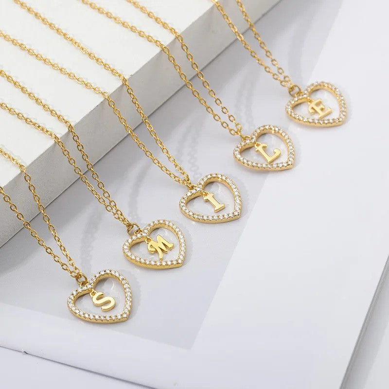 Crystal Initial Heart Necklace No. 2