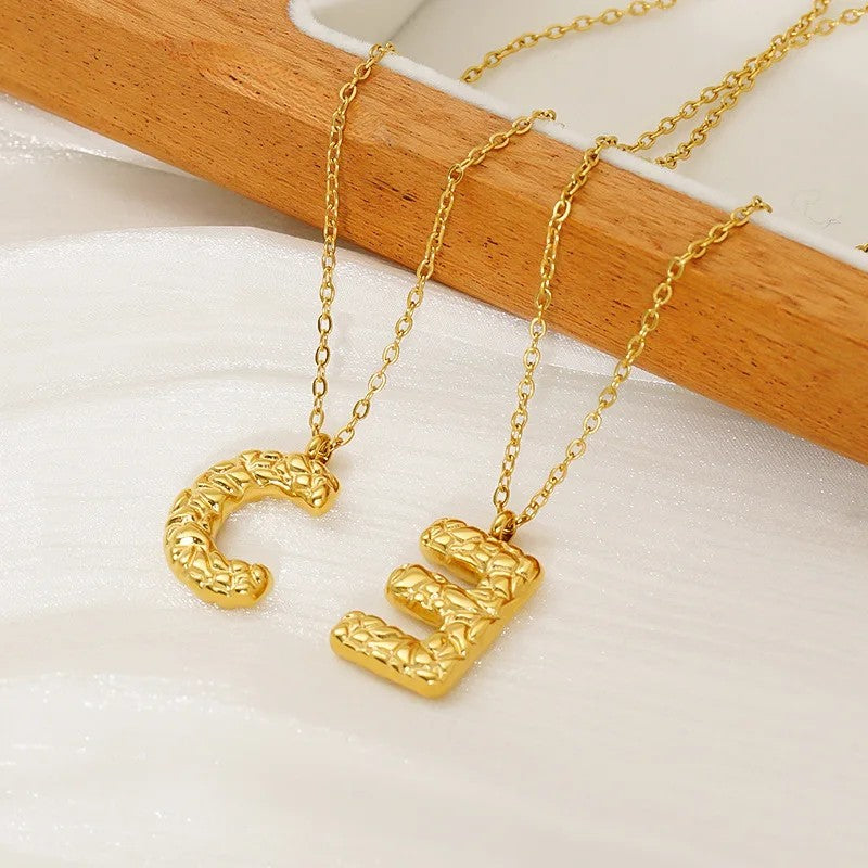 Textured Letter A Necklace