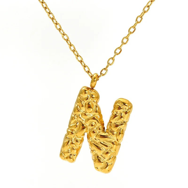 Textured Letter A Necklace