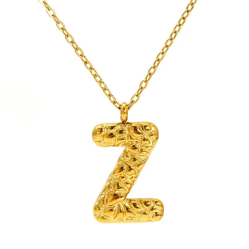 Textured Letter A Necklace