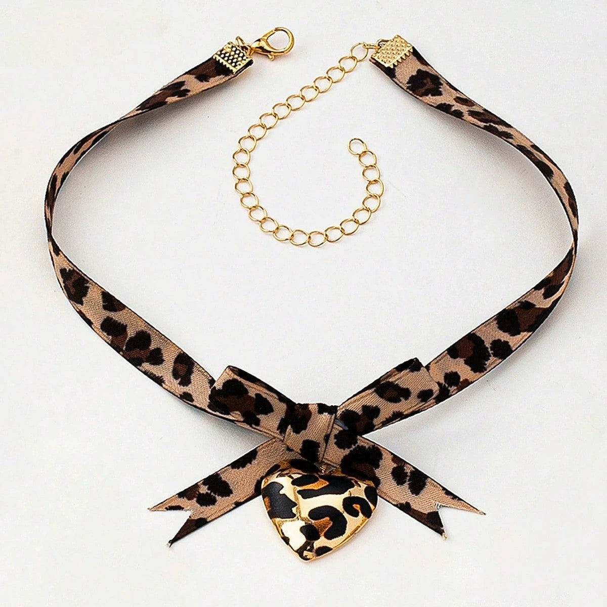 Leopard Print Bow Necklace
